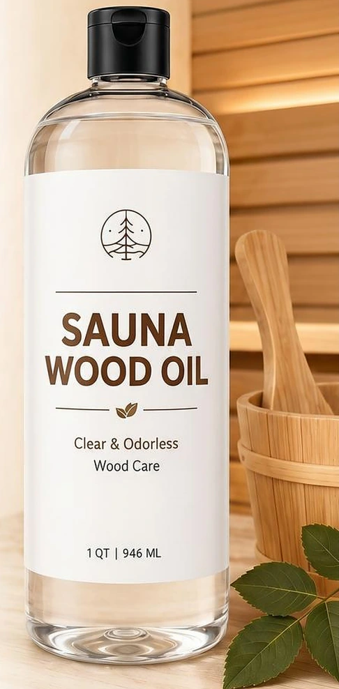 Sauna Wood Oil catalog packaging example